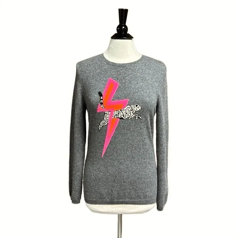 Wyse London Gray Cashmere Lightning Bolt Sweater Size 2